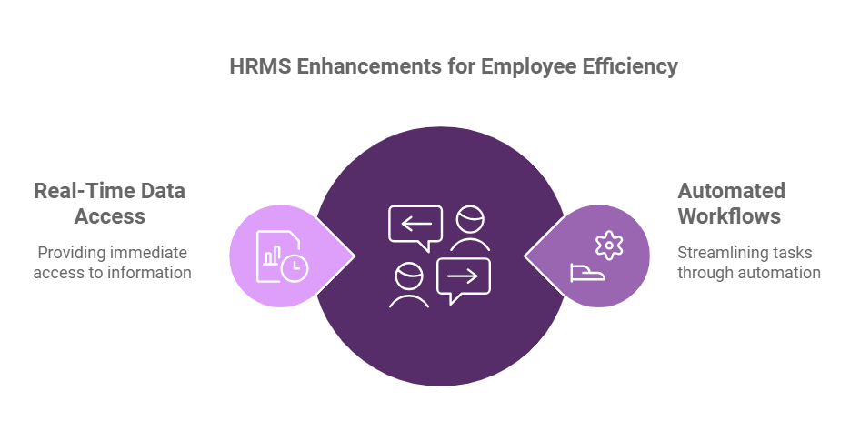 How does HRMS enhance employee efficiency?